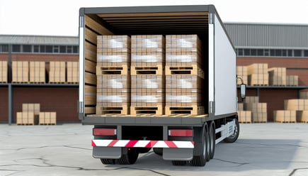 truck full of pallets of packaging